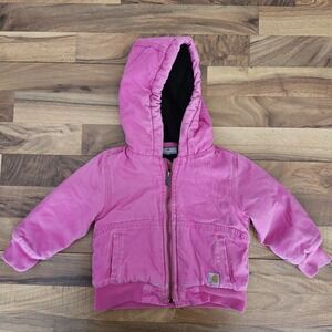 Carhartt 2t Toddler Girl Hooded Quilted Lining Zip Front Jacket Pink